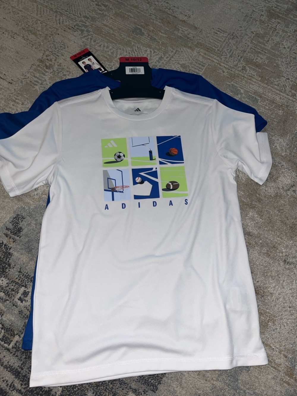 2 adidas White Short-Sleeve Sports Graphic Tees